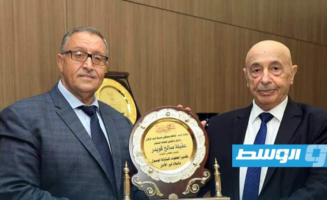 جانب من زيارة عقيلة صالح للمصرف المركزي بنغازي، الأول من أغسطس 2022. (مجلس النواب)
