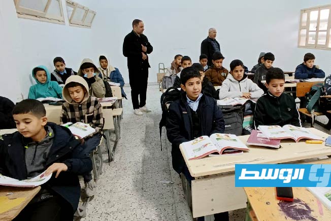 تلاميذ في أول أيام الفصل الدراسي الثاني بمصراتة، 11 يناير 2026 (مراقبة التعليم بمصراتة)