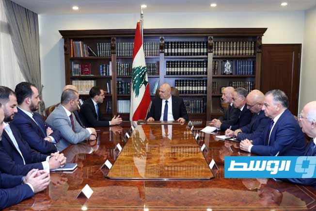 لقاء الرئيس جوزيف عون مع وفد حكومة الوحدة الوطنية الموقتة بقصر بعبدا في بيروت، الإثنين 3 نوفمبر 2025. (الرئاسة اللبنانية)