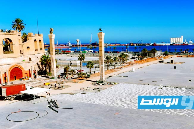 ميدان الشهداء بطرابلس أثناء عملية تطويره، 24 يناير 2025 (صفحة خطة عوة الحياة بموقع فيسبوك)