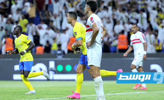 لحظة تسجيل كريستيانو رونالدو هدف التعادل للنصر في مرمى الزمالك، الخميس 3 أغسطس 2023 (نادي النصر)
