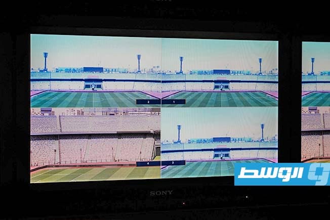 غرفة تقنية حكام الفيديو قبل انطلاق مباراة السويحلي والنصر بنهائي الدوري الليبي 6 يونيو 2026 (صفحة الاتحاد الليبي لكرة القدم على فيسبوك)