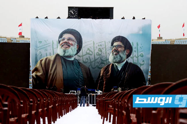 الآلاف من أنصار حزب الله اللبناني خلال مراسم تشييع حسن نصر الله.. 23 فبراير 2025. (الإنترنت)