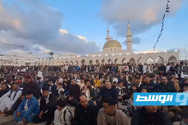 صلاحة العيد بساحة مسجد الصحابة بدرنة، 20 مارس 2026. (تصوير: طه الديباني)