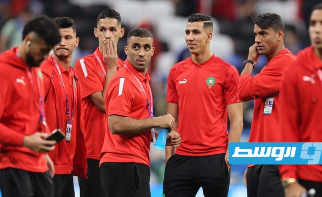وصول لاعبي المنتخب المغربي إلى أرض الملعب لمواجهة نصف نهائي كأس العالم، 14 ديسمبر 2022. (الإنترنت)