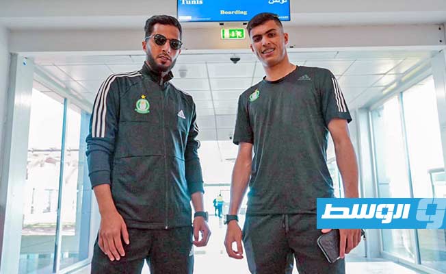 بعثة فريق الأهلي طرابلس المتجهة إلى تونس، 28 أبريل 2023. (الإنترنت)
