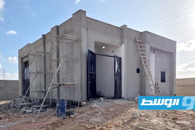 من الأعمال المدنية بمحطة تحويل الصاعقة «بوعطني» في بنغازي، 30 مارس 2025. (شركة الكهرباء)