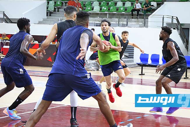 جانب من تدريبات المنتخب الليبي لكرة السلة خلال معسكره الأخير بطرابلس (صفحة الاتحاد الليبي لكرة السلة على فيسبوك)