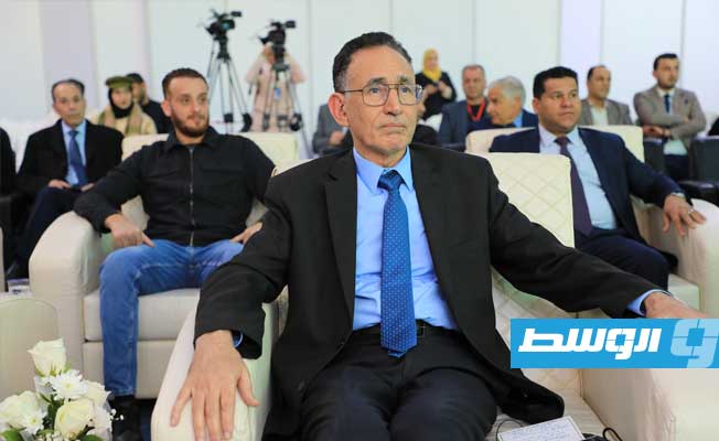الحويج خلال حضوره افتتاح الدورة الأولى لمعرض وكلاء الصناعات الإيطالية في طرابلس، الإثنين 23 يناير 2023. (الغرفة التجارية الليبية الإيطالية)